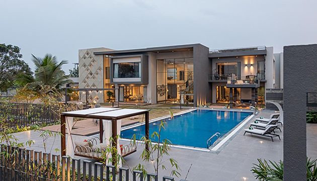 Modern luxury residence with a swimming pool